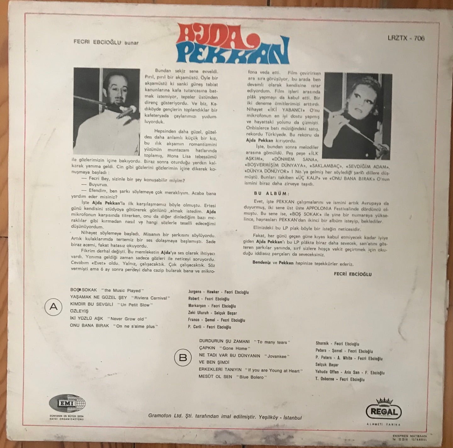 Ajda Pekkan - Fecri Ebcioğlu Sunar / 1969 Dönem Baskı Plak Lp #ajdapekkan