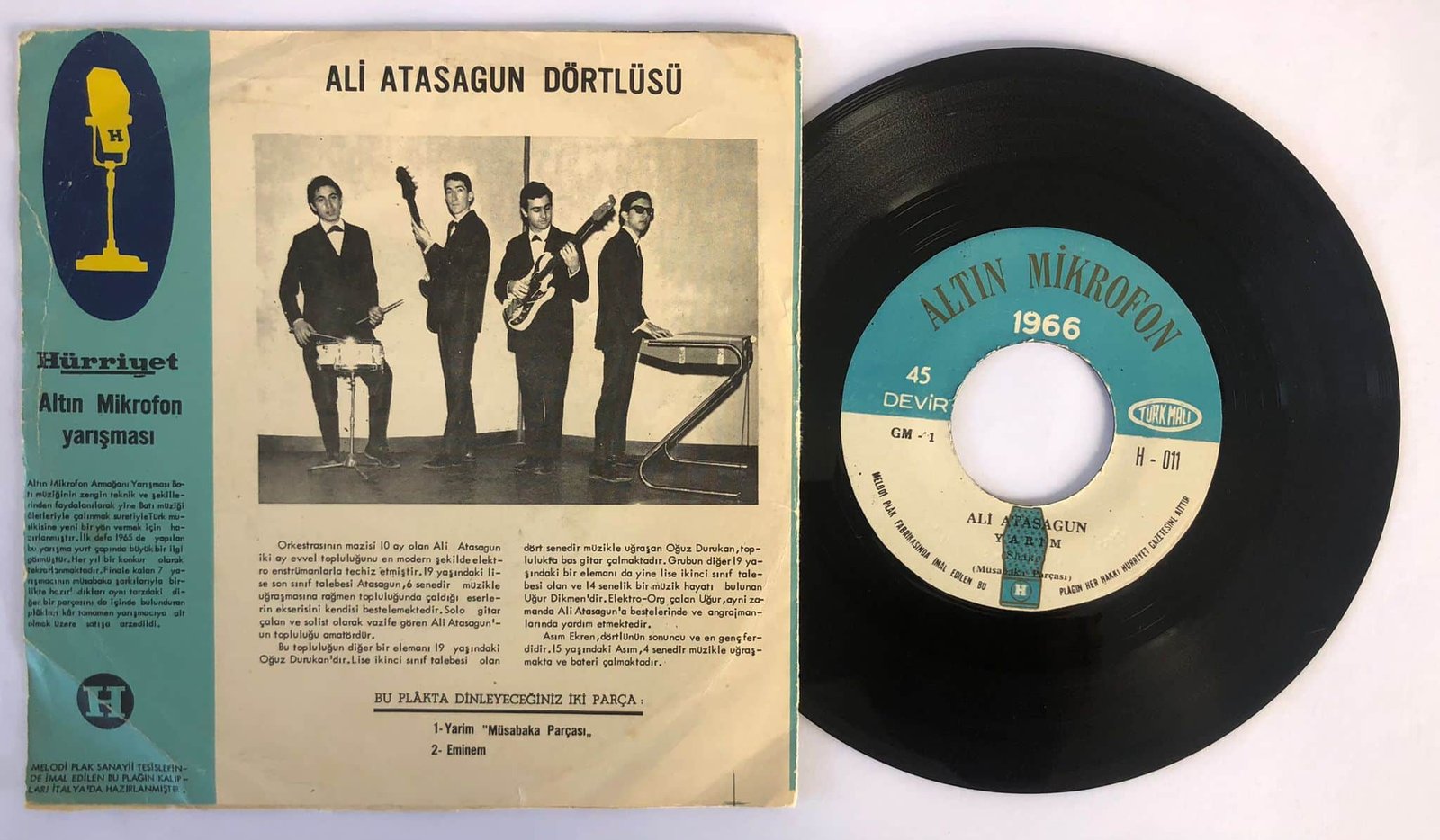 Ali Atasagun Dörtlüsü 1966 Altın Mikrofon - / Yarim / Eminem 45 lik plak