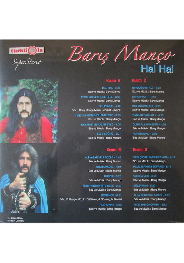 Barış Manço Hal Hal 2 LP Plak Alman Baskı