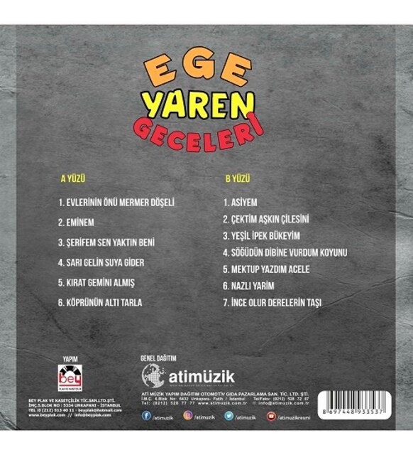 Ege Yaren Geceleri Lp Plak