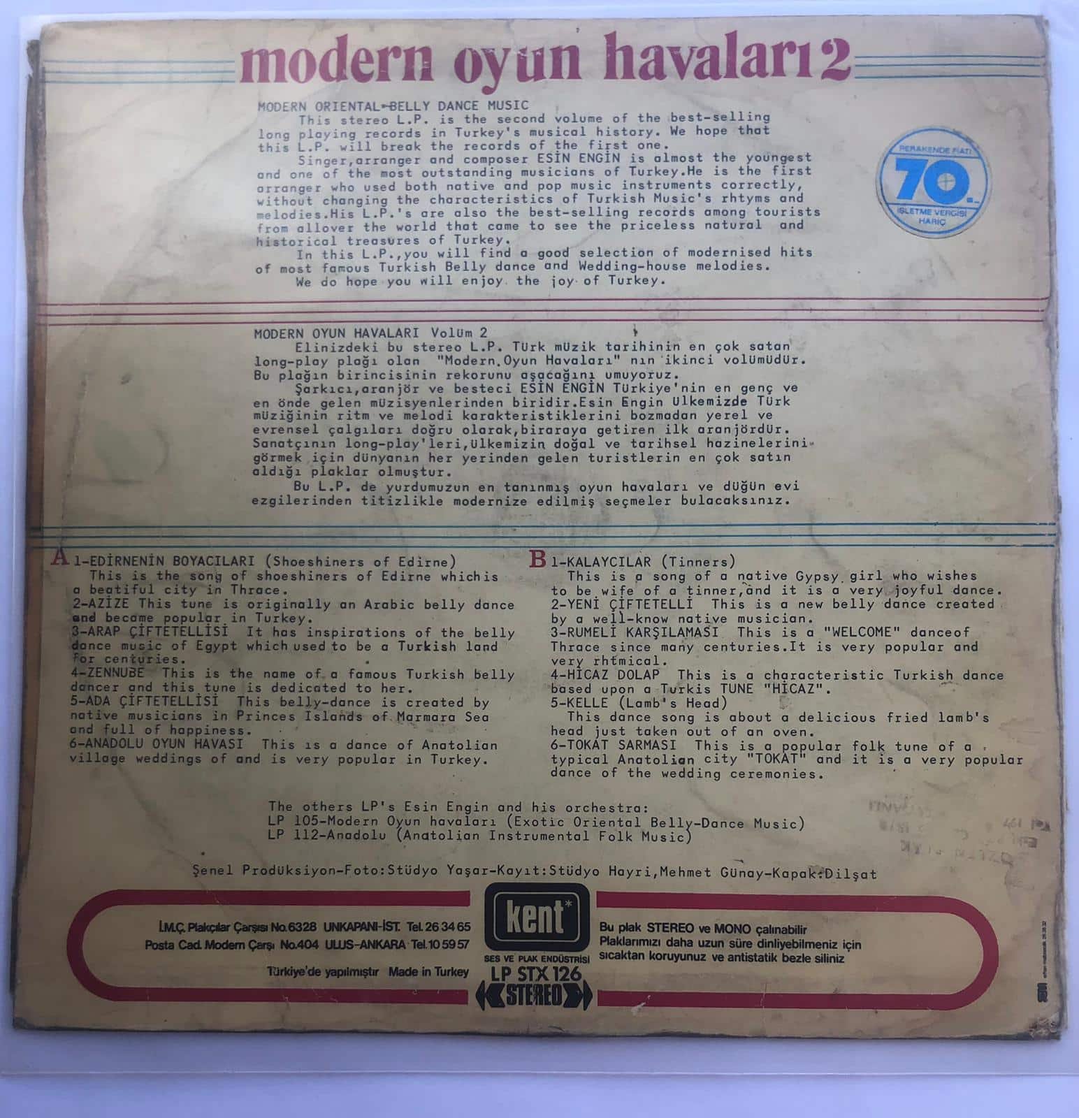 Esin Engin Ve Orkestrası Modern Oyun Havaları 2 Exotic Oriental Belly-Dance Music
