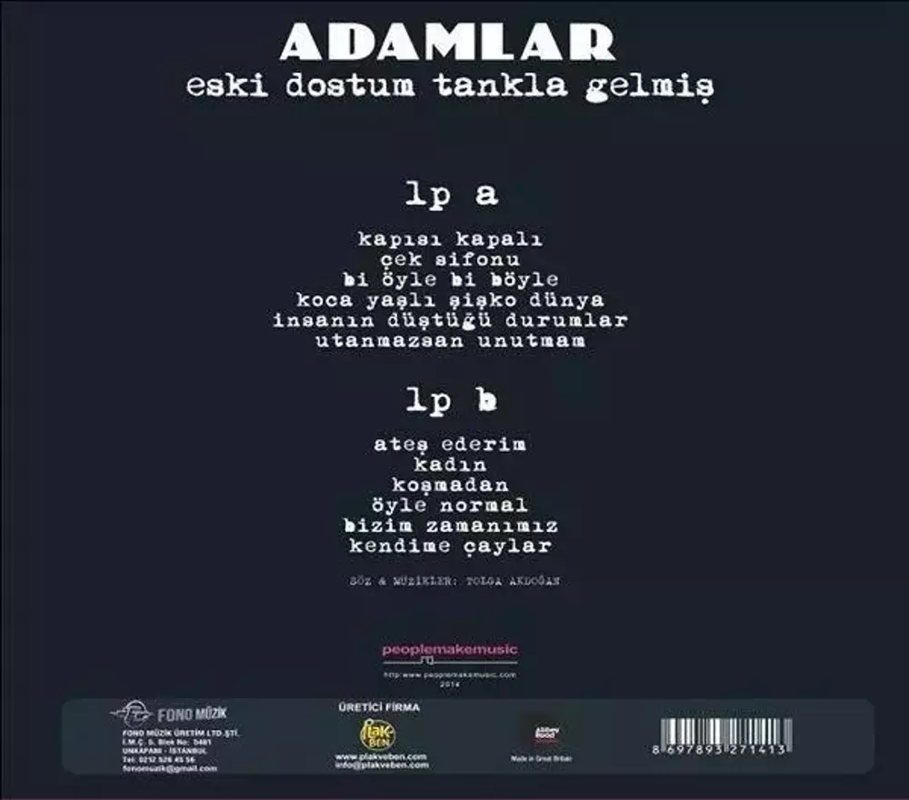 Adamlar - Eski Dostum Tankla Gelmiş Plak