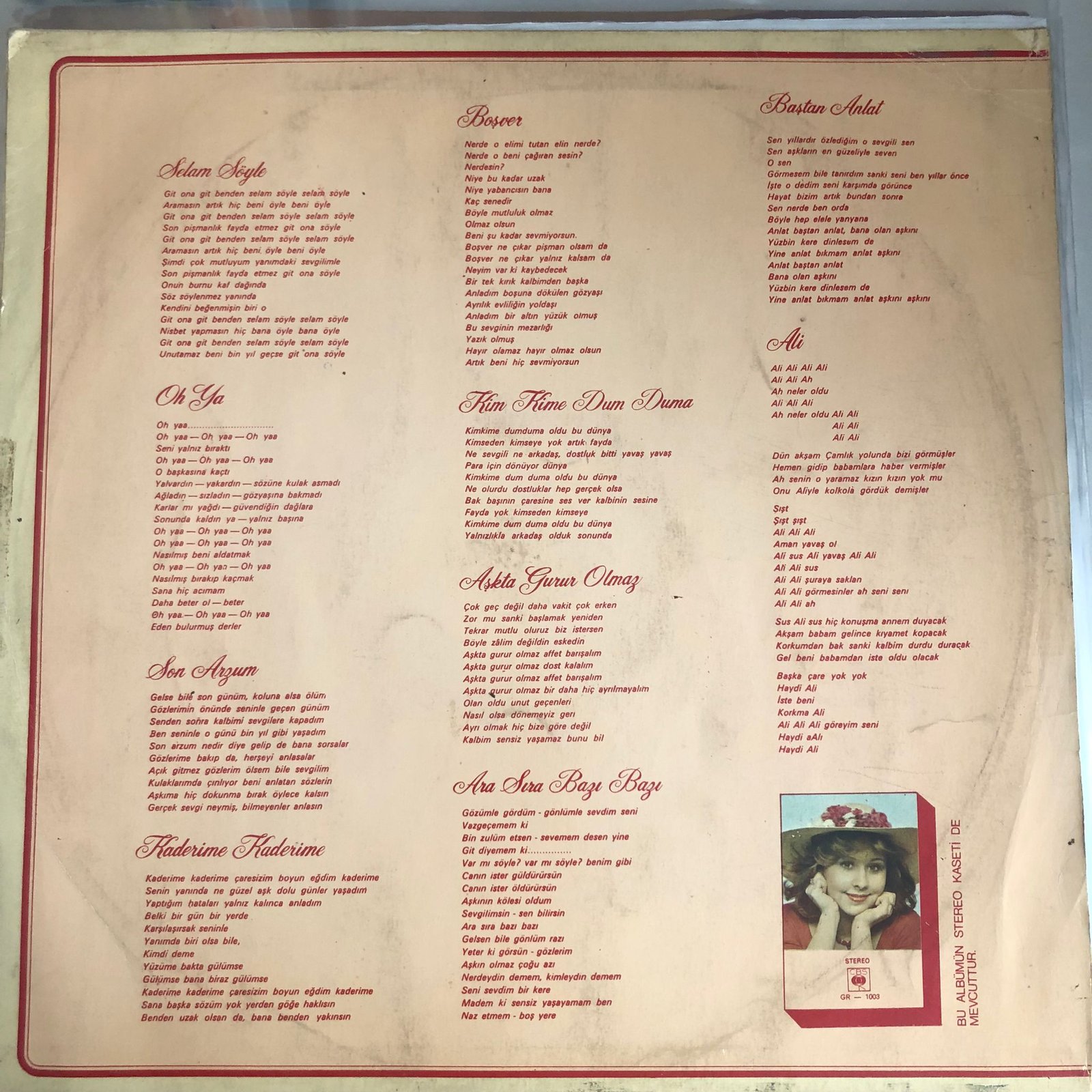 Nilüfer Selam Söyle Donem Baskı 1976 Plak