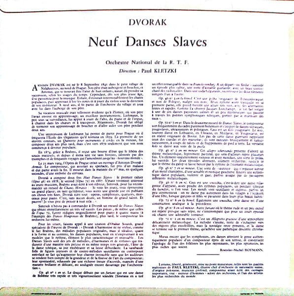 Dvořak - L'Orchestre National De La R.T.F., Paul Kletzki – Danses Slaves
