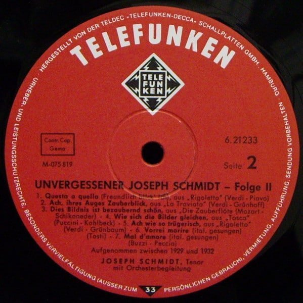 Joseph Schmidt, – Unvergessener Joseph Schmidt 2
