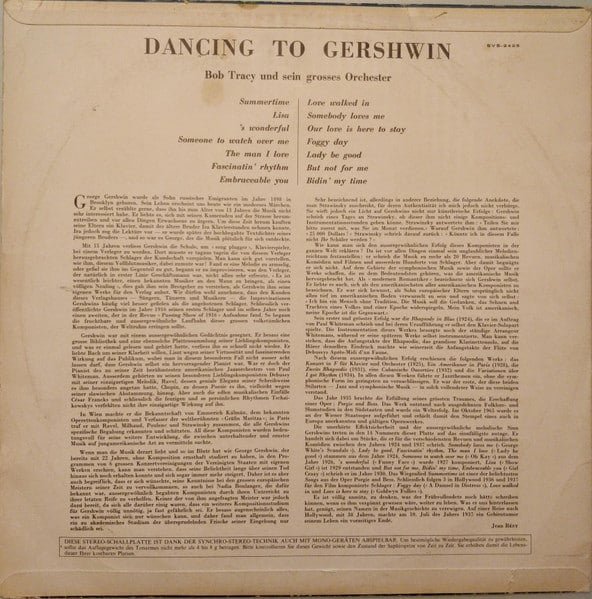 Mit Dem Grossen Tanzorchester Bob Tracy – Dancing To Gershwin