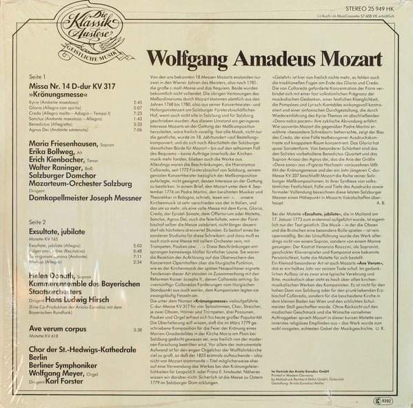 Mozart, – Krönungsmesse, Exsultate, Jubilate, Ave Verum