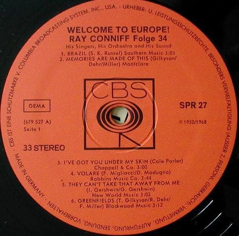 Ray Conniff, His Singers - His Orchestra - His Sound – Welcome To Europe