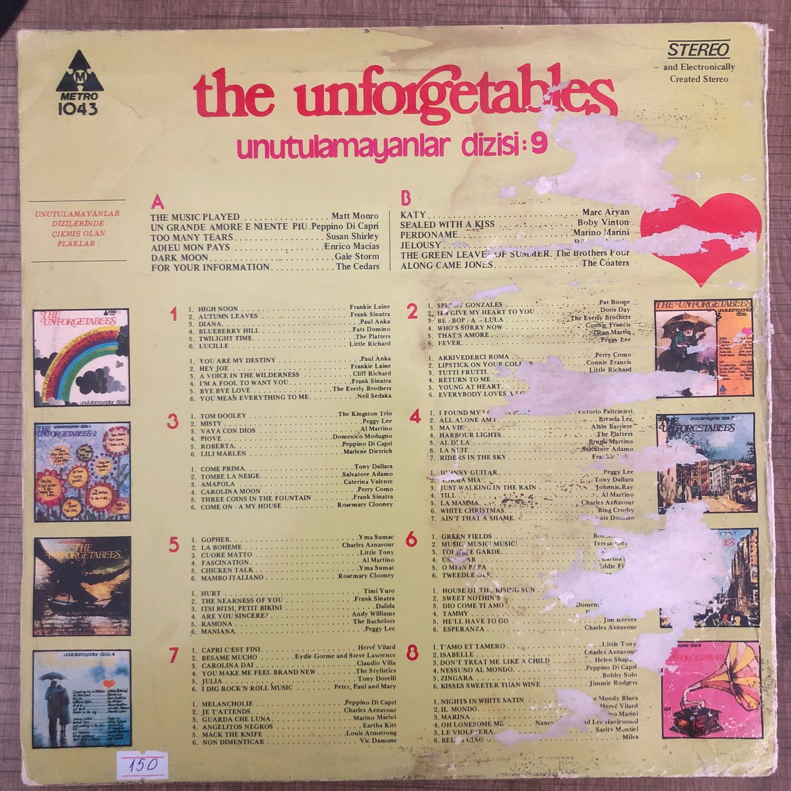 The Unforgetables Unutulmayanlar Dizisi: 9 Lp PLak