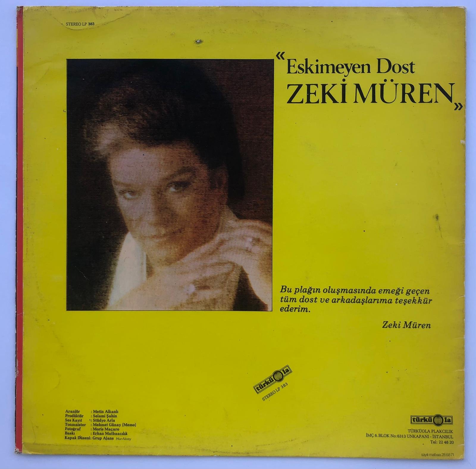 Zeki Müren – Eskimeyen Dost 1982 Lp Sadece Kapak